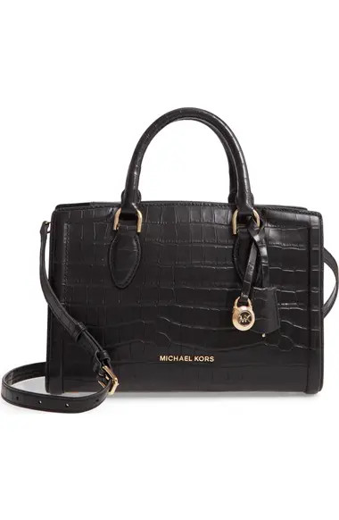 Medium Zoe Croc Embossed Leather Satchel | Nordstrom