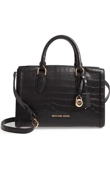 Medium Zoe Croc Embossed Leather Satchel | Nordstrom