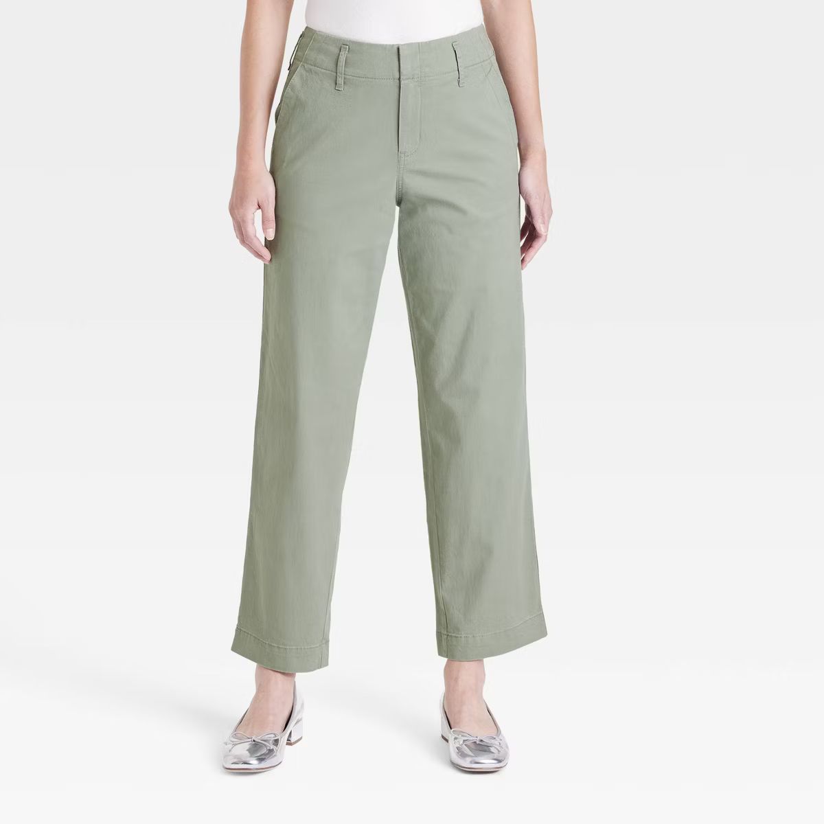 Women's High-Rise Straight Ankle Chino Pants - A New Day™ White 16 | Target