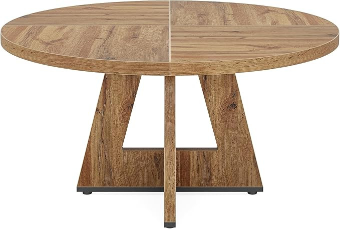 Tribesigns Round Dining Table for 4, 47 Inch Retro Brown Kitchen Table Large Dinner Table Farmhou... | Amazon (US)