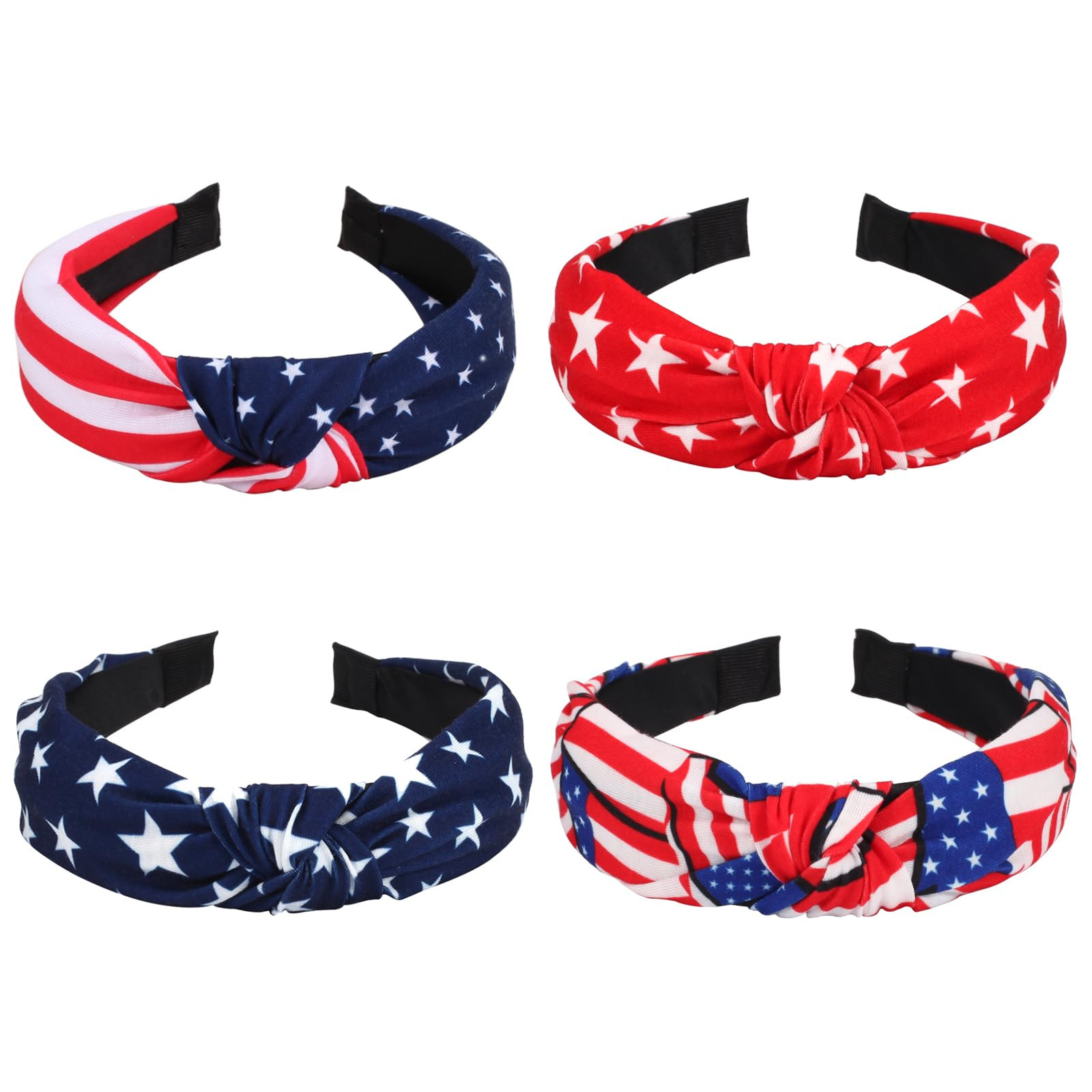4 th of July Headbands for Women Girls American Wide Knottted Headband USA Blue Star Rhinestone P... | Amazon (US)