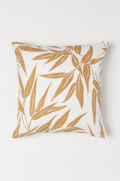 Leaf-patterned Cushion Cover - White/beige - Home All | H&M US | H&M (US + CA)