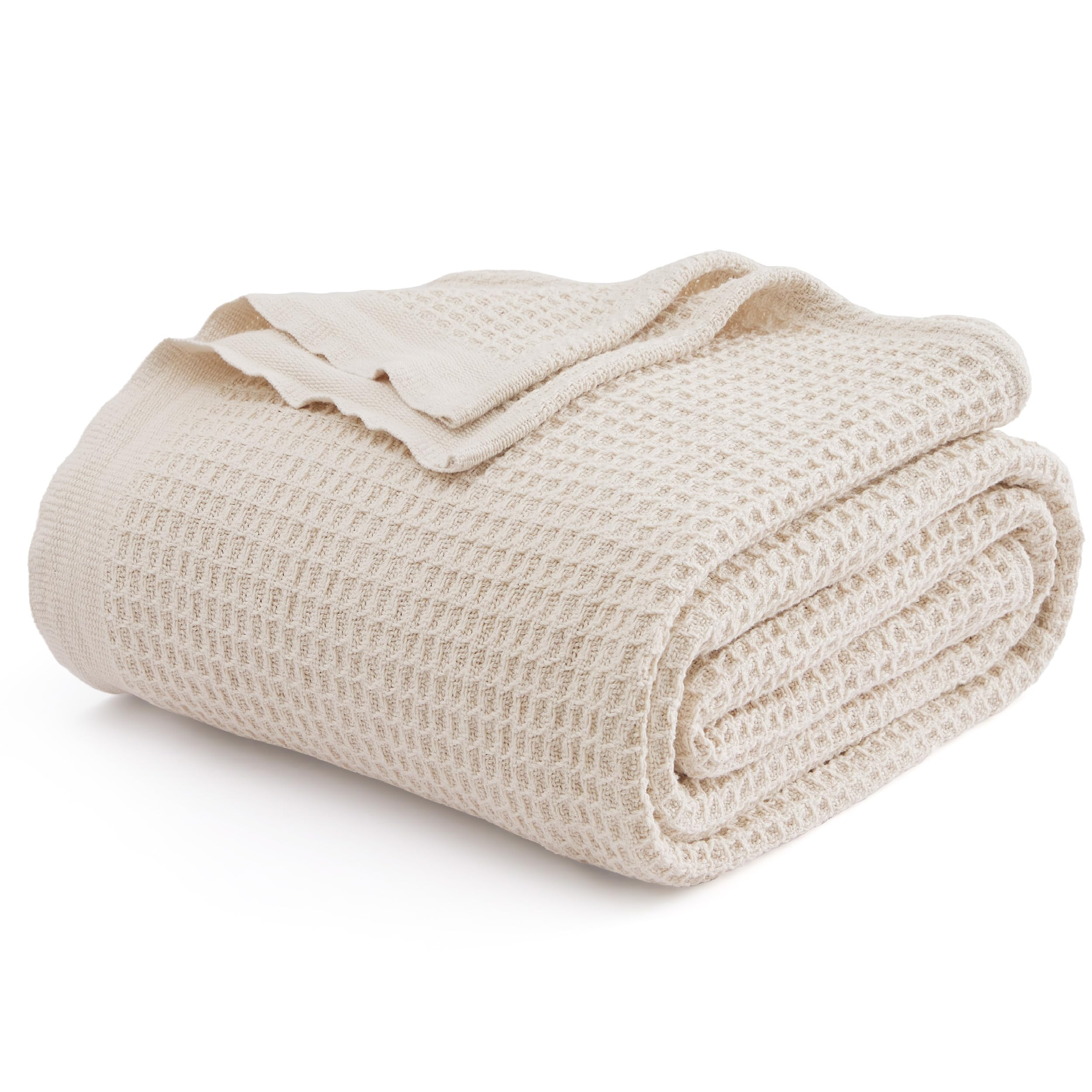 Bedsure Gentlesoft 100% Cotton Blanket King Size for Bed - Breathable and Soft, Thick Cozy Waffle... | Amazon (US)