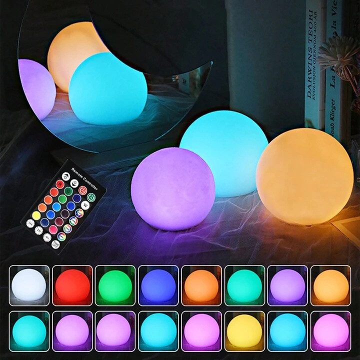 16 Colors LED Glowing Orb Night Lights USB Rechargeable Luminous Table Bar Lamp With Wireless Remote Control Waterproof Floating Water Light For Outdoor Swimming Pool Courtyard Beach For Party Decor Stage Valentine's Day Wedding Holiday Decorations | SHEIN