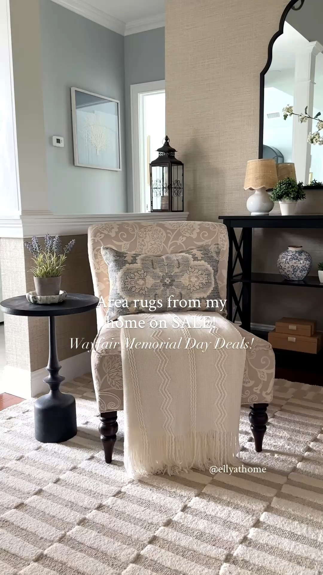 Wayfair Memorial Day Sales! Shop rugs from my home and more home finds & sale selections! Throw pillows, rustic vase, rattan lamp, vases, lavender pot, kitchen links, dining room furniture, bathroom vanity and more, free shipping! @Wayfair  #wayfair #wayfaircreator