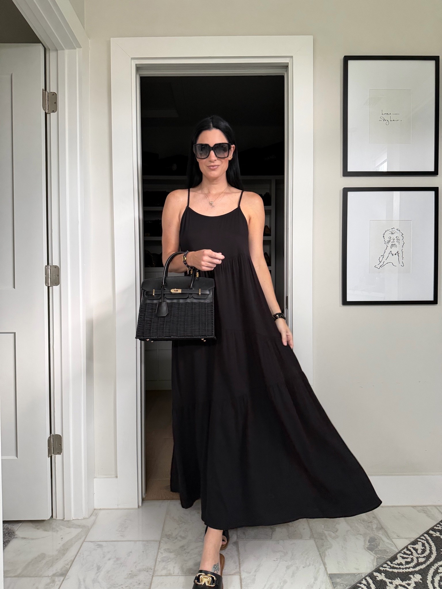 In love with this black maxi dress! I’m wearing a size small. 

Use code 20ASHLEY for 20% off my Lisi Lerch bag.