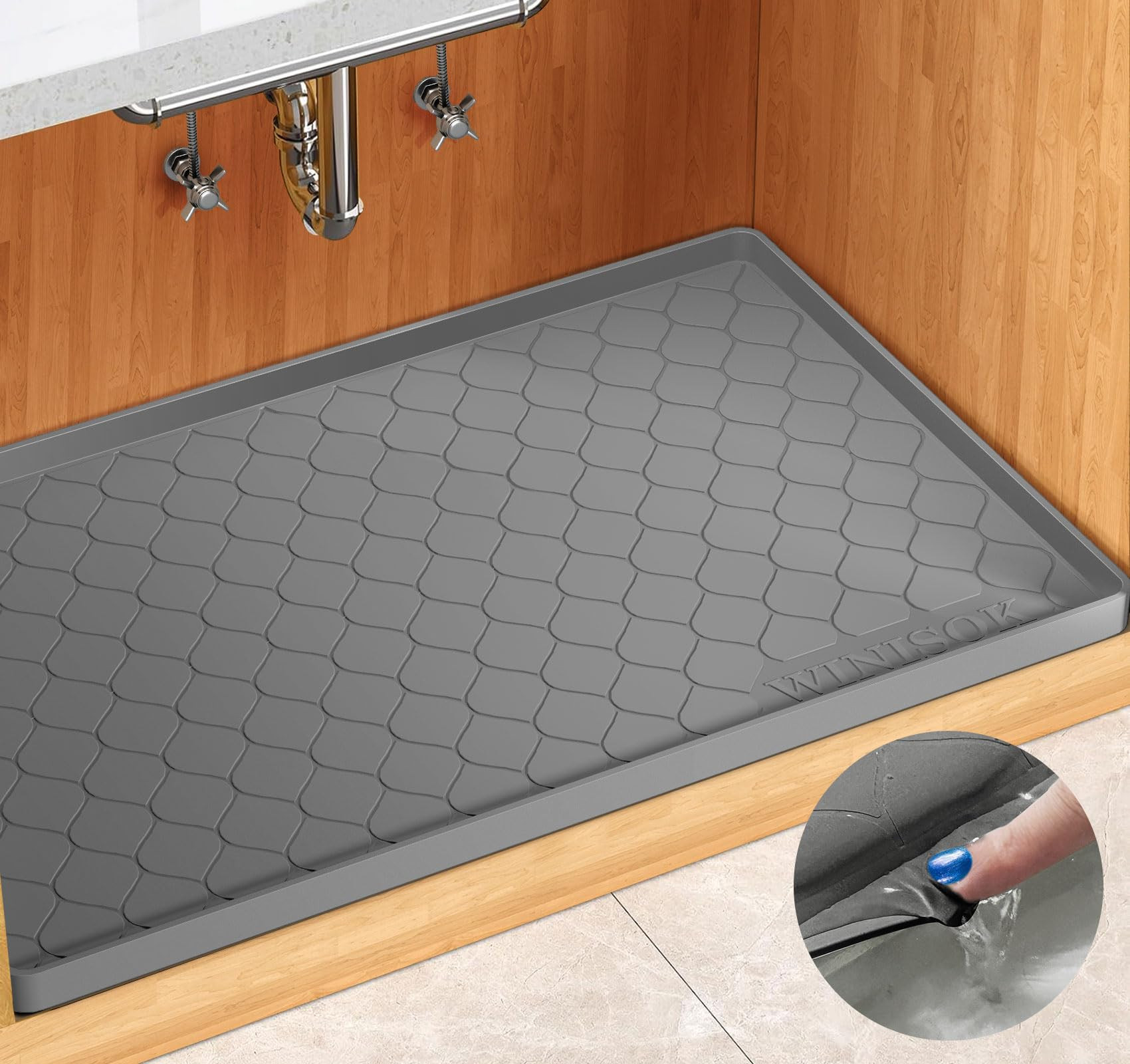 Silicone Under Sink Mat 34" x 22", Kitchen Essentials and Gadgets, Shelf Liner and Cabinet Protec... | Amazon (US)