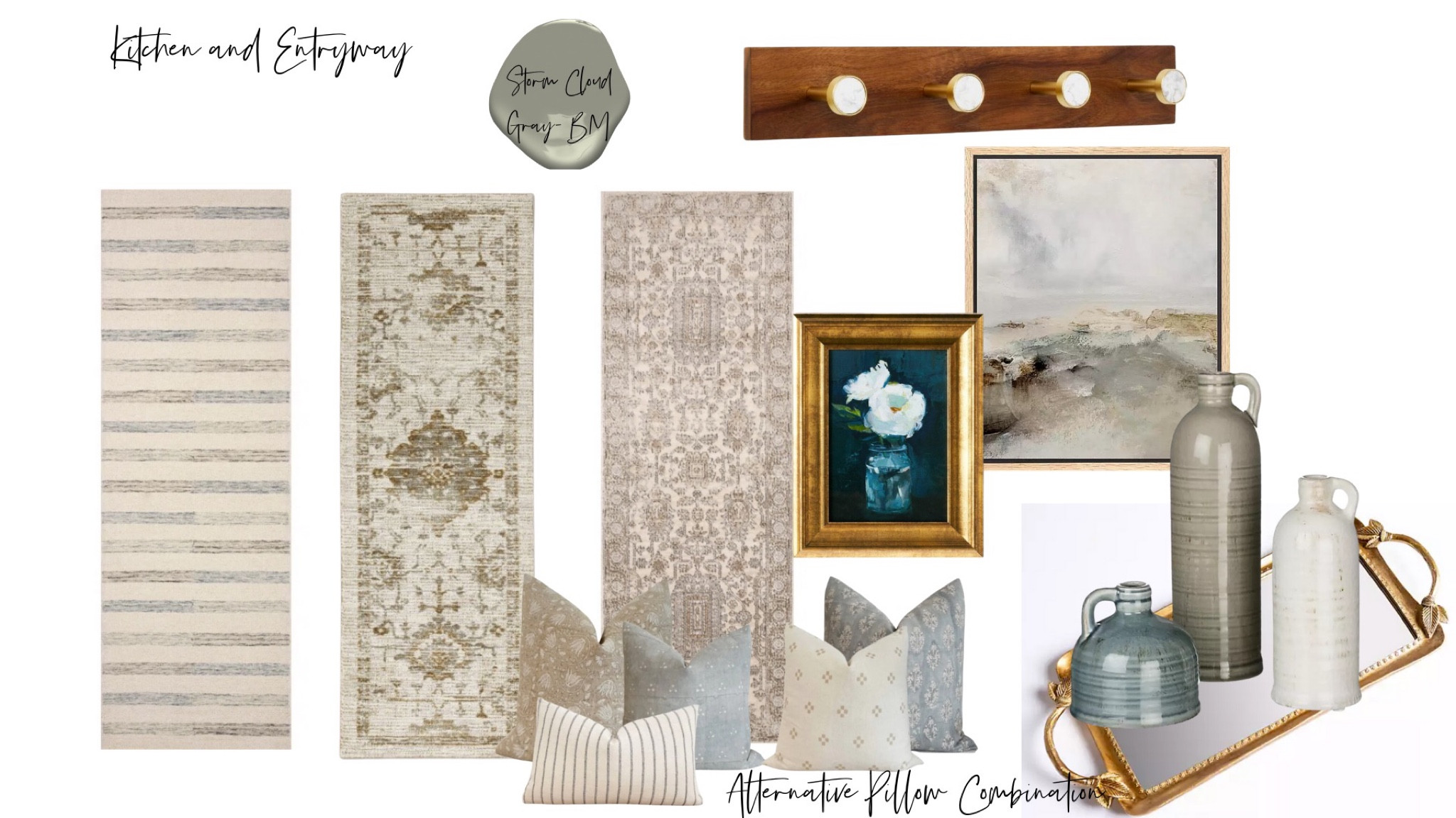 Kitchen, Entryway, Laundry Room Styling, Botanical prints, neutral art, blue kitchen decor, neutral runner, gold entryway hook, mirrored tray, kitchen decor

#LTKSeasonal #LTKhome #LTKfamily