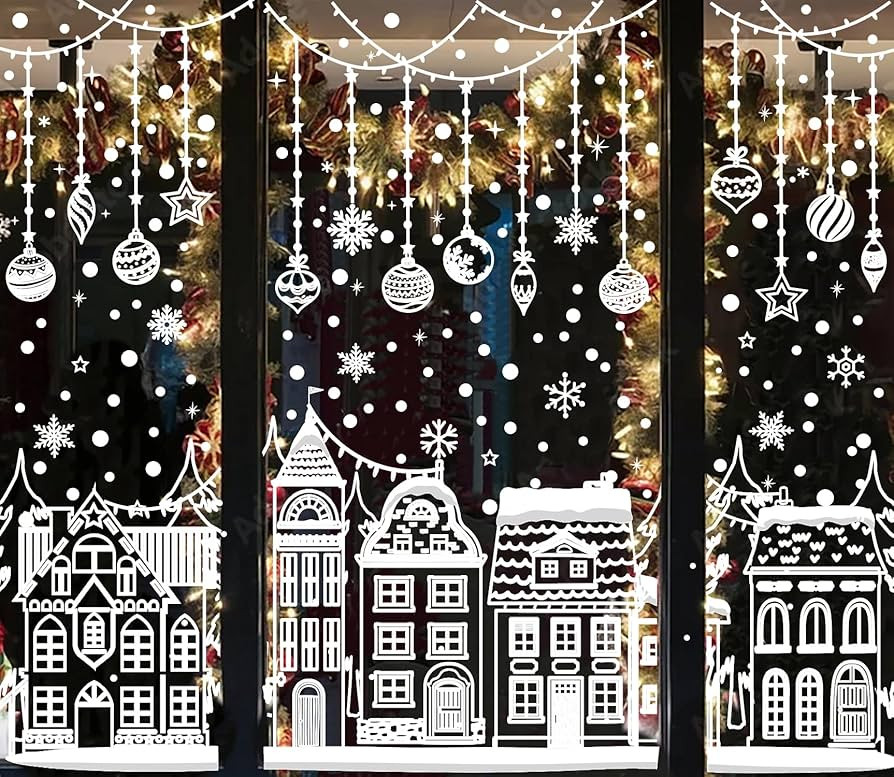 White Christmas Window Clings Winter Window Stickers Christmas Window Decorations Glass Decals fo... | Amazon (US)