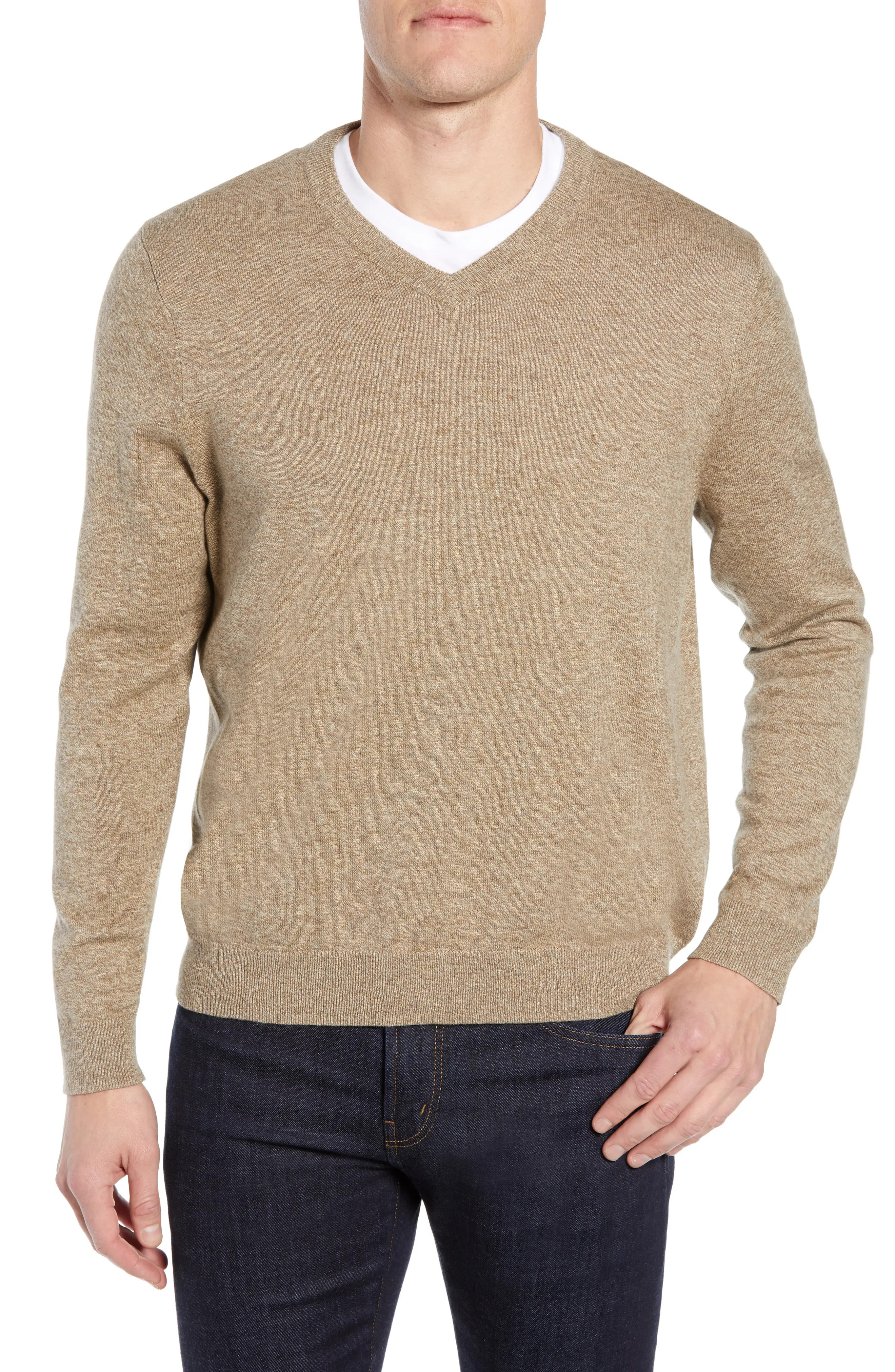 Nordstrom Men's Shop Cotton & Cashmere V-Neck Sweater (Regular & Tall) | Nordstrom