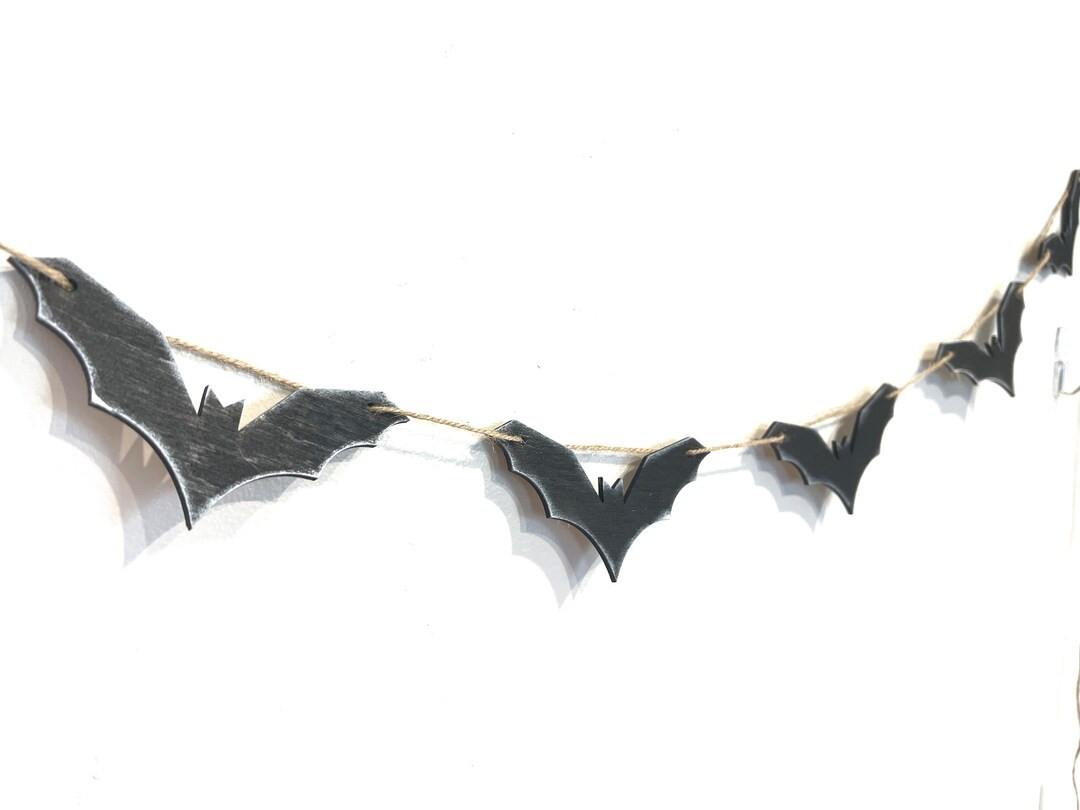 Wooden Bat Garland Halloween Decoration - Halloween Party Decor - Multiple Sizes - Fireplace Bann... | Etsy (US)