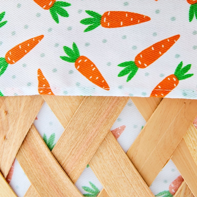 Round Woodchip Basket with Carrots Liner, Natural Beige, 13" x 7.5", Easter by Way To Celebrate | Walmart (US)