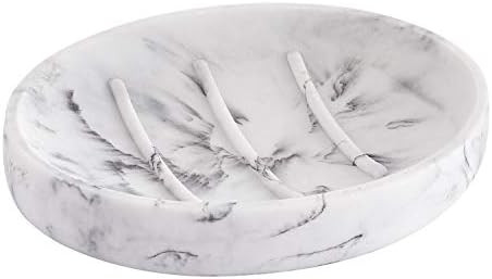 YININE Soap Dish, Marble Look Bar Soap Holder Oval Soap Sponge Tray Soap Case Box Saver for Bathroom | Amazon (US)