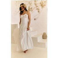 White Ruched Bust Drop Waist Maxi Dress, White | PrettyLittleThing UK