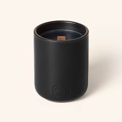Wooden Wick Ceramic Charcoal Scented Jar Candle Matte Black 21oz - Woolrich x Target | Target