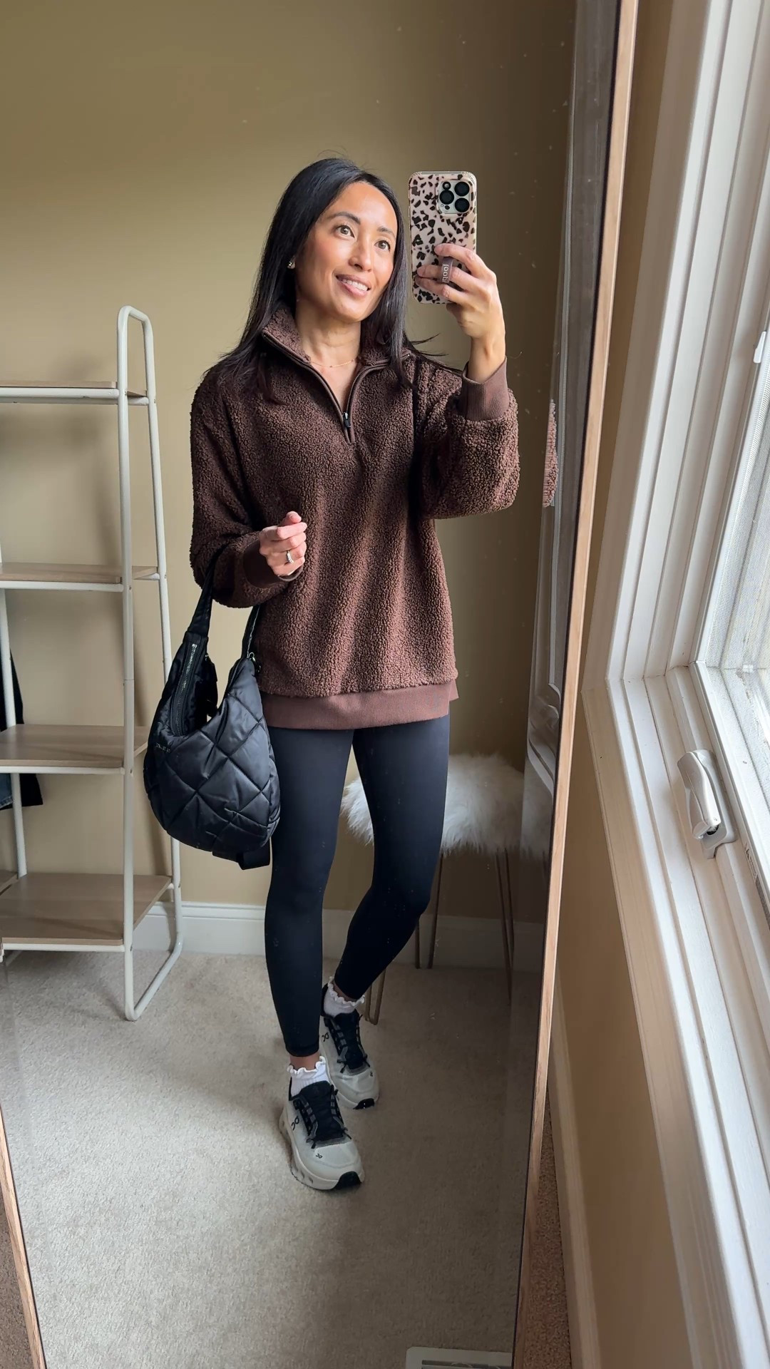 Winter outfit. Cozy fleece zip up pullover is a good weight, not too thick or too thin. Soft. 
I stayed true to size; size up if in between. 
Leggings feel luxe. Great fit. 7/8 length is my favorite. True to size. 
Ruffle socks. 
Comfy sneakers. Cushiony. I used these as travel shoes and walking shoes. Elastic no-tie laces  True to size; size up if in between. 

#LTKOver40 #LTKootd #LTKActive