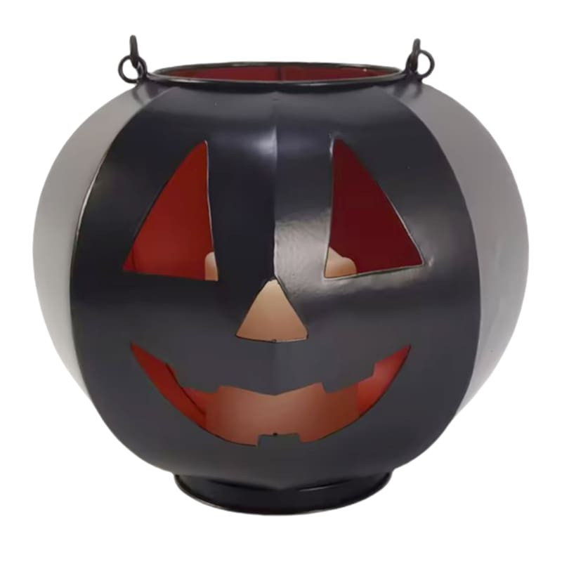Homespun Halloween LED Black Metal Jack-o'-Lantern, 8" | At Home