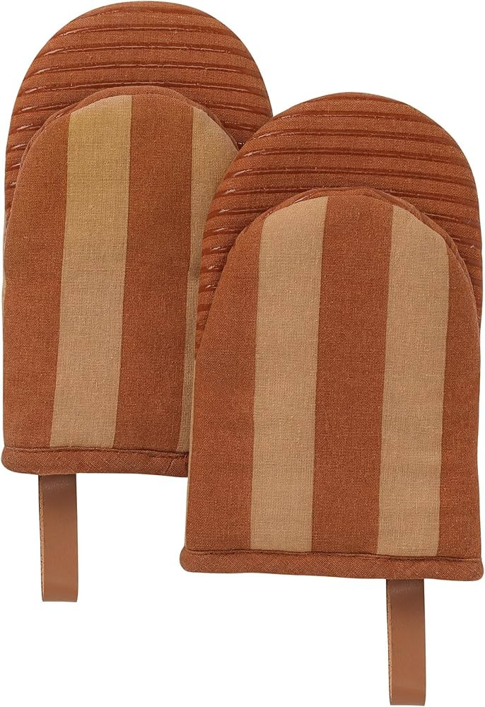 Folkulture Mini Oven Mitts Heat Resistant | (5.75x9) Set of 2 Orange Oven Mittens | Short Oven Gl... | Amazon (US)