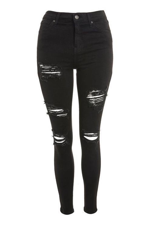 MOTO Washed Black Super Ripped Jamie Jeans | Topshop US