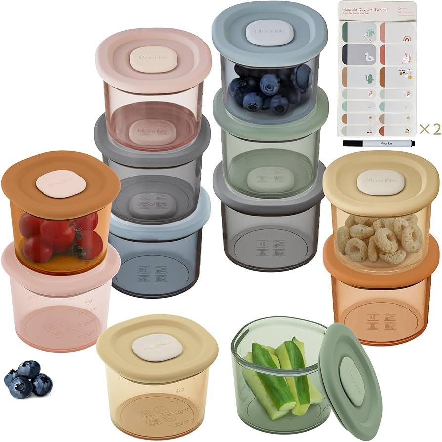 Moonkie Silicone Baby Food Containers | 4 oz Baby Food Storage Jars with Airtight Lids | Reusable... | Amazon (US)