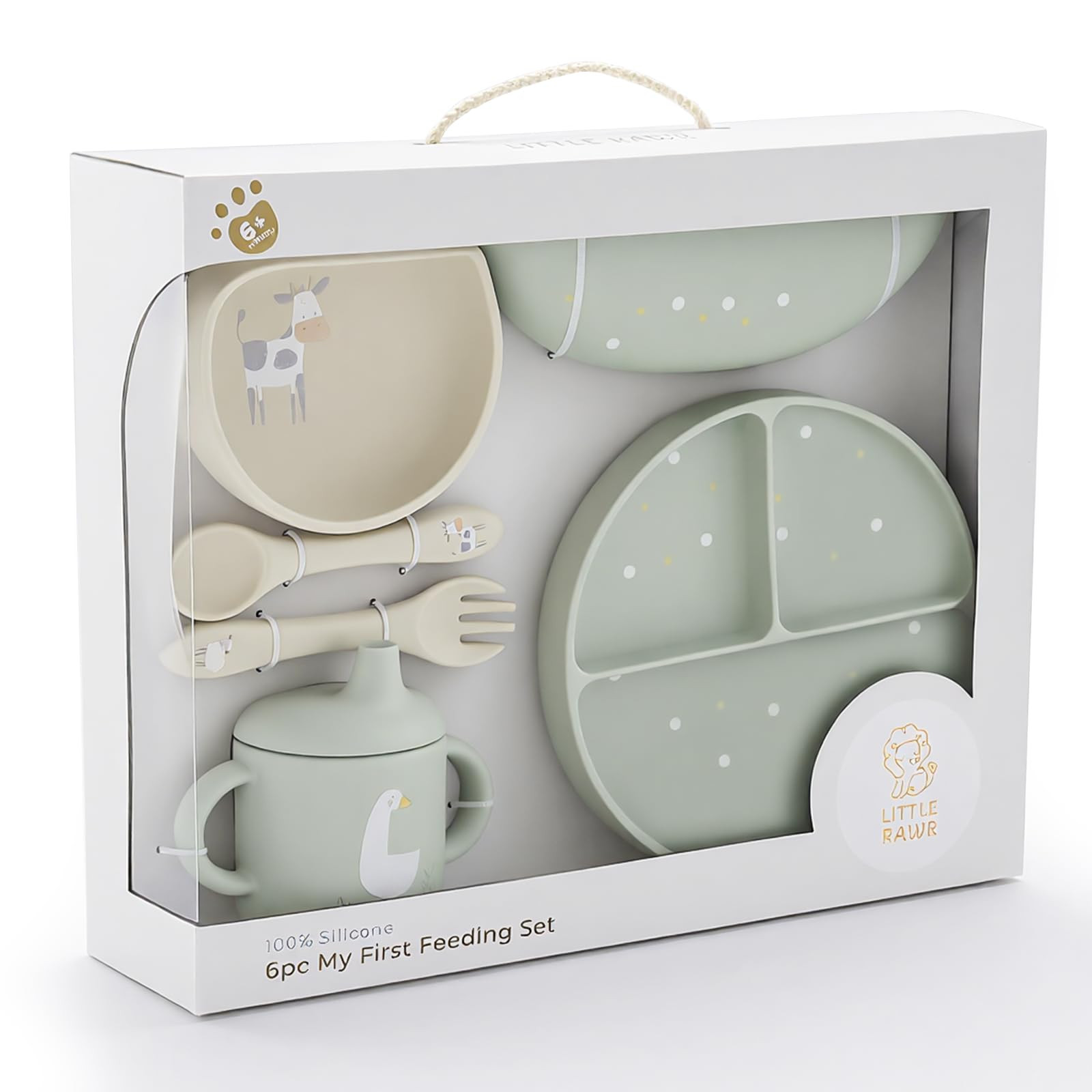 Little Rawr Baby Led Weaning Bundle, 100% Silicone Baby Feeding Set Includes Divided Plate, Sucti... | Amazon (US)