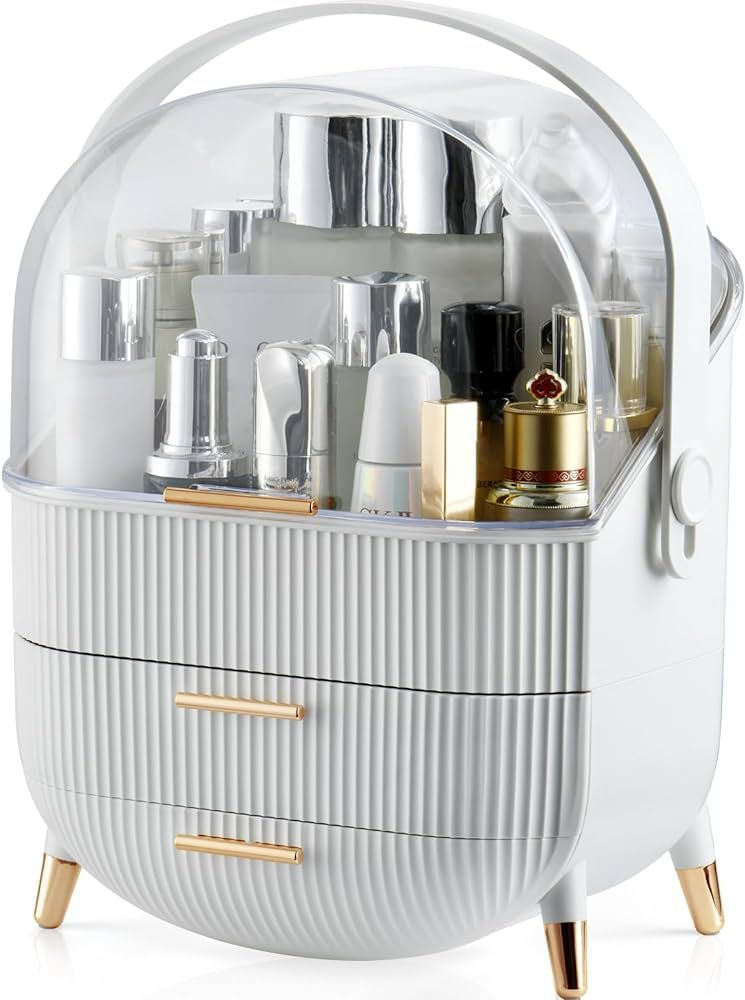 CANITORON Makeup Storage Organizer，Cosmetics Display Case with 2-Layer Storage Box and Transpar... | Amazon (US)
