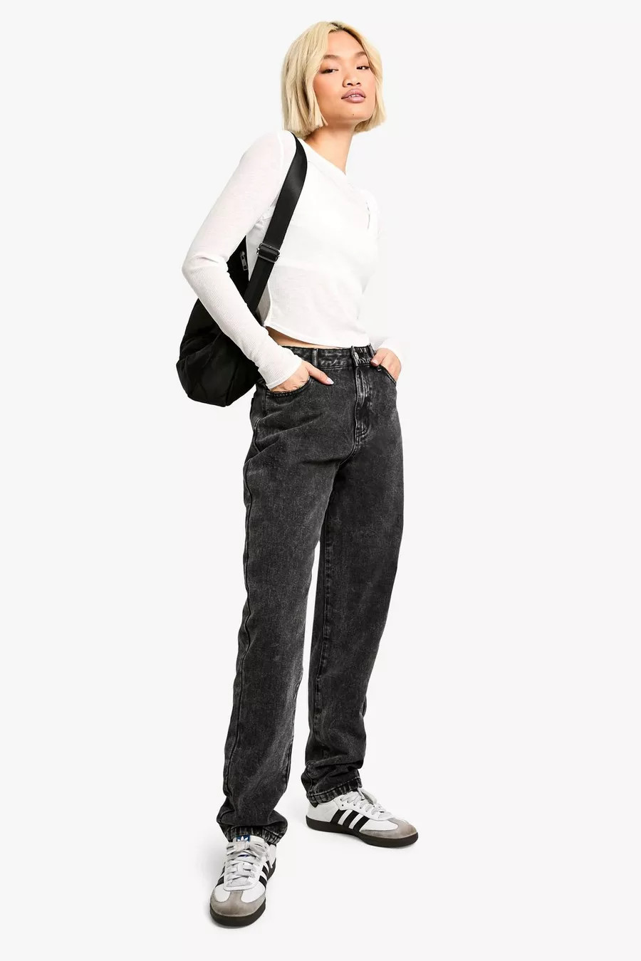 Boohoo Basics High Waisted Straight Leg Jeans | Boohoo.com (UK & IE)