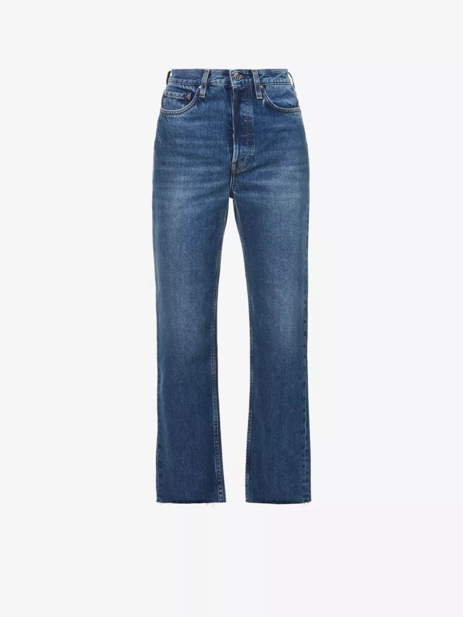 Raw-hem straight-leg high-rise organic-cotton jeans | Selfridges