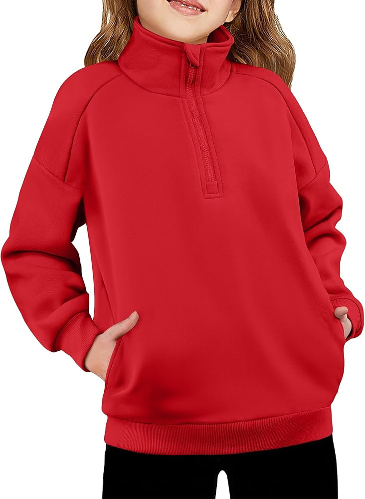 Arshiner Girls Half Zip Sweatshirt Fleece Quarter Zip Pullover Sweatshirts Fall Winter Clothes fo... | Amazon (US)