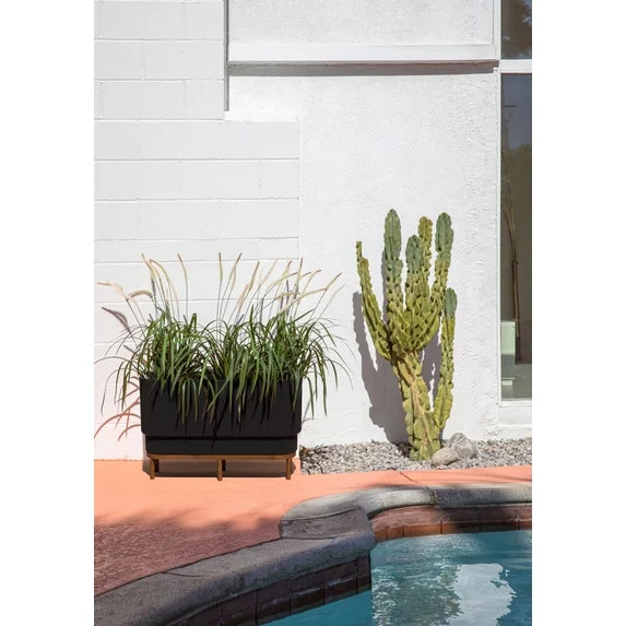Veradek Demi Series Raised 30" Long Plastic-Stone Planter - (Black/Brown, 1 Pack) | Walmart (US)