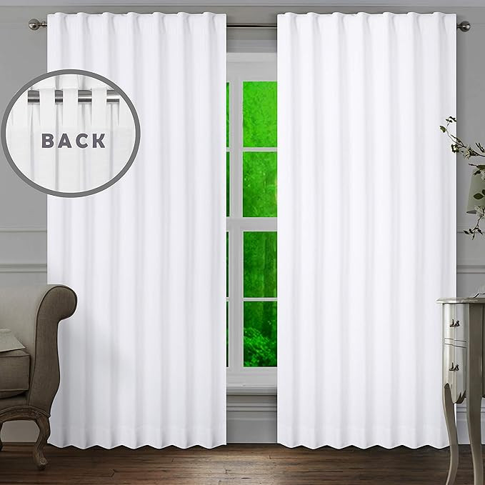 Livingroom curtains 2 Panel sets 50x108 inch White,Bathroom curtains,Bathroom window curtains,whi... | Amazon (US)