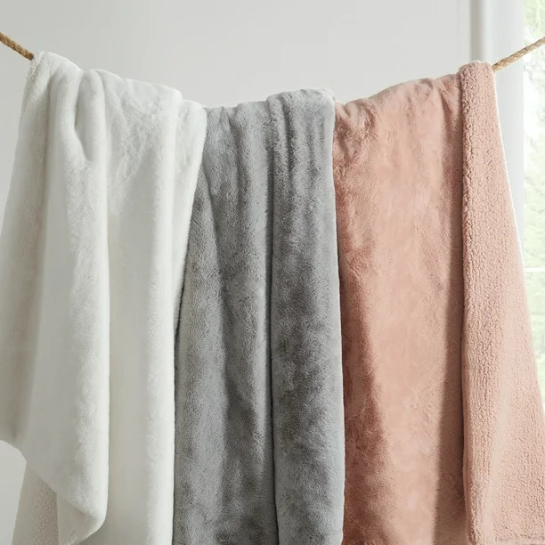 Better Homes & Gardens Faux Rabbit Fur Throw, 50"x 60", Ivory, Machine Washable, Polyester | Walmart (US)