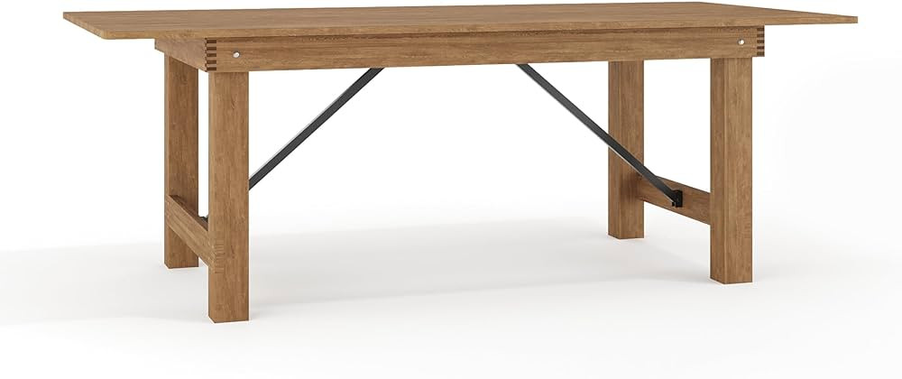 Flash Furniture Hercules Series 7' x 40" Rustic Solid Pine Folding Dining Table, Rectangular Anti... | Amazon (US)
