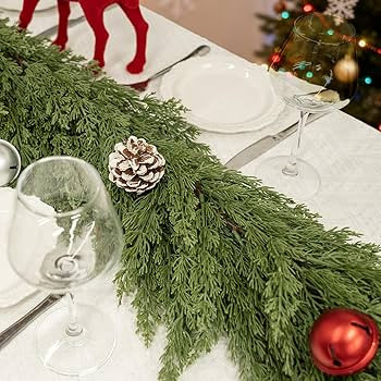 6FT Christmas Garland, Real Touch Cypress Pine Garlands, Green Artificial Cedar Garland Christmas... | Amazon (US)