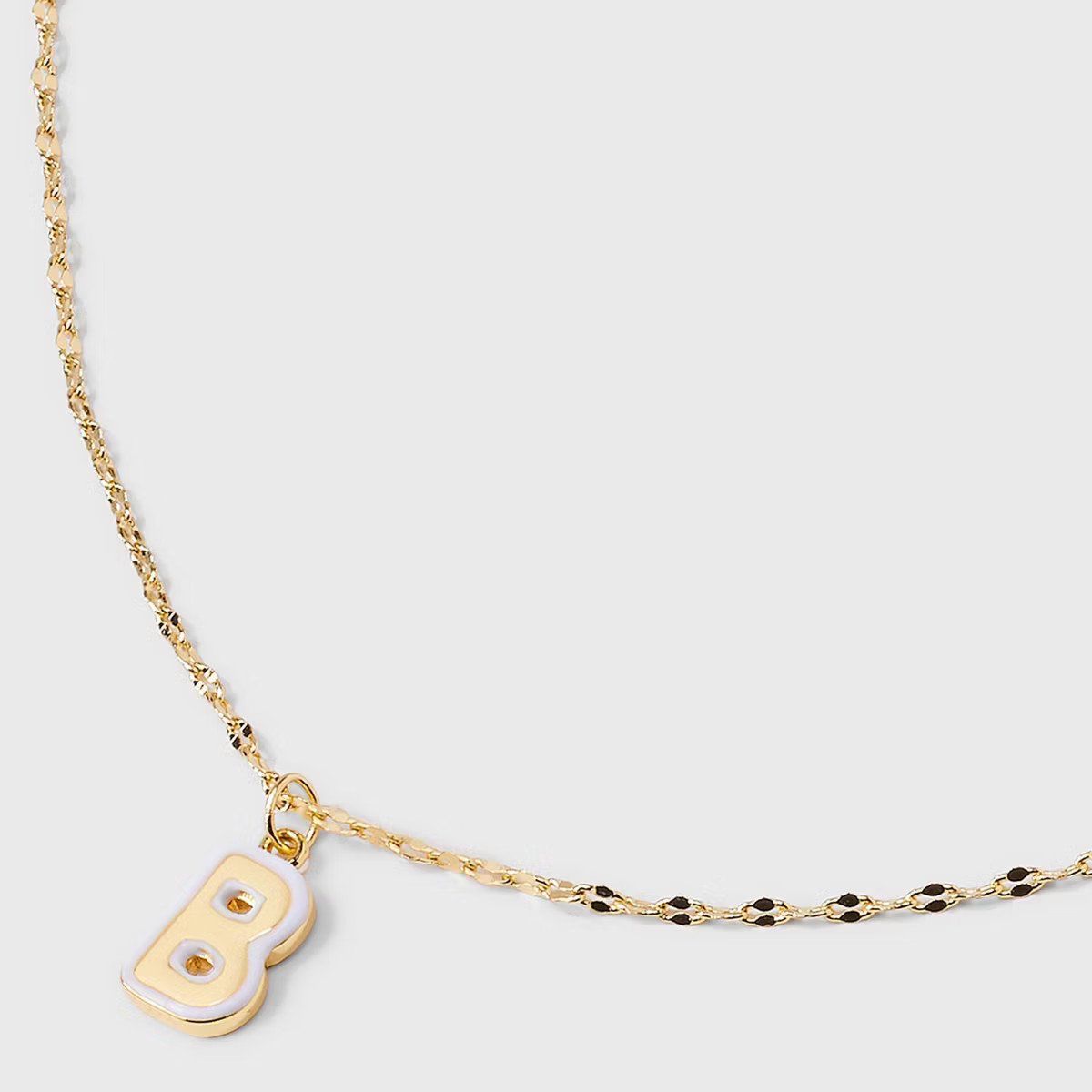 14K Gold Dipped Enamel "B" Initial Pendant Necklace - A New Day™ Gold/White | Target