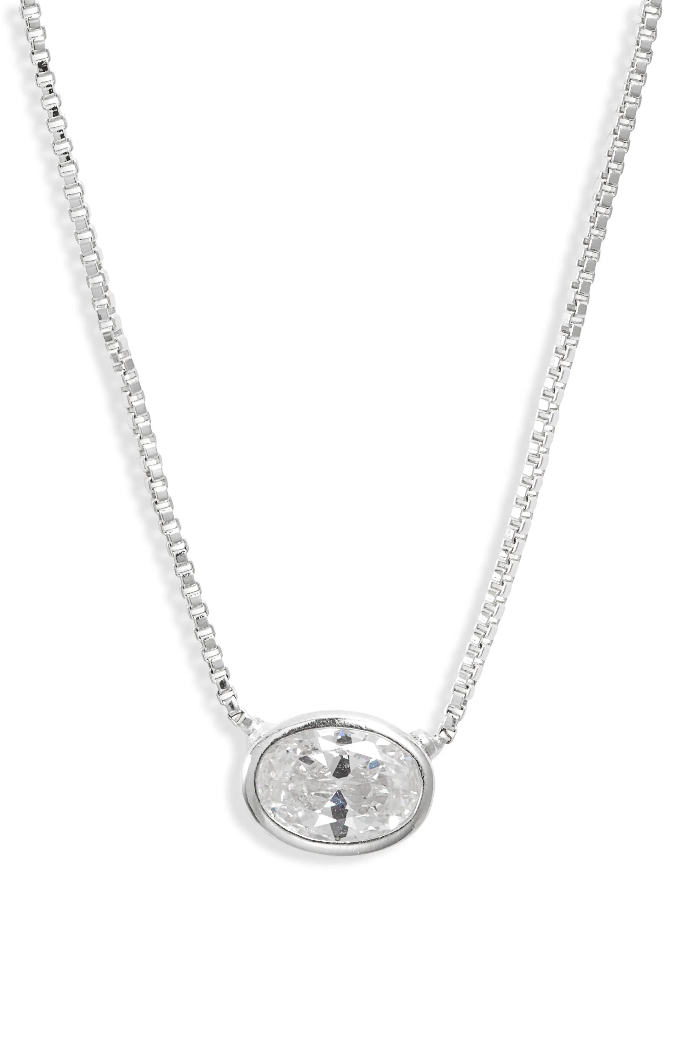 Bezel Cubic Zirconia Solitaire Pendant Necklace (Women) | Nordstrom | Nordstrom