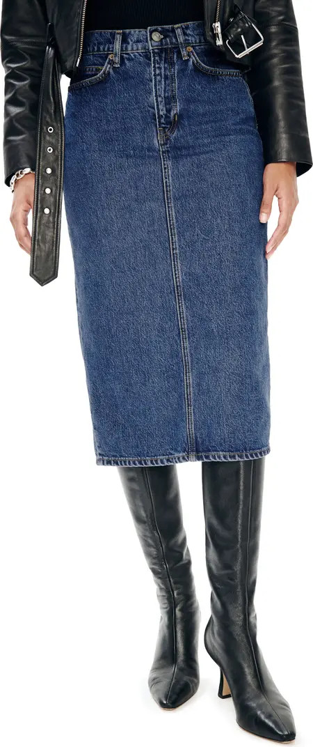 Reformation Jayde High Waist Denim Midi Skirt | Nordstrom | Nordstrom