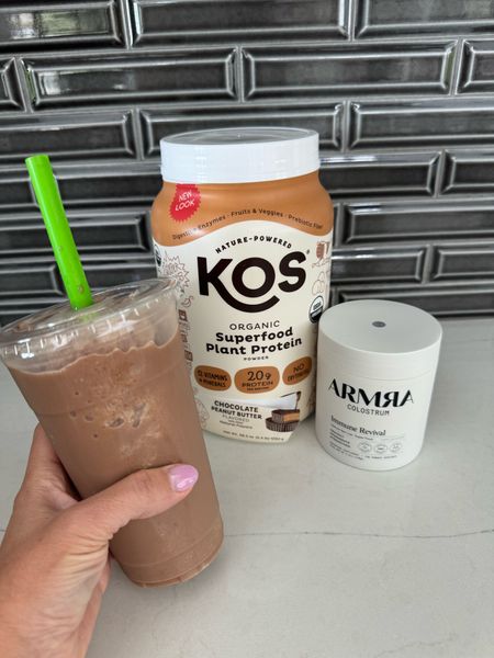 Today’s protein shake
To go smoothie cups on amazon
Armra code ashlee15 for 15% off
Kos plant protein 
 
