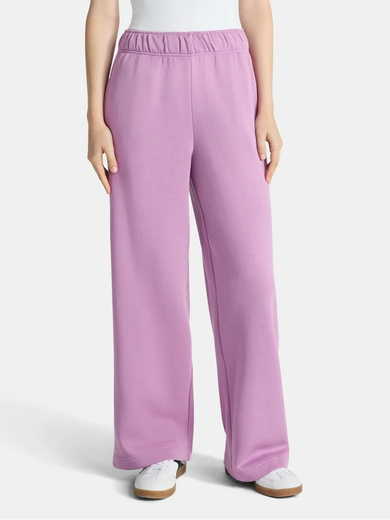 No Boundaries Wide-Leg Foldover Fleece Pants, 30'' Inseam, Women's | Walmart (US)