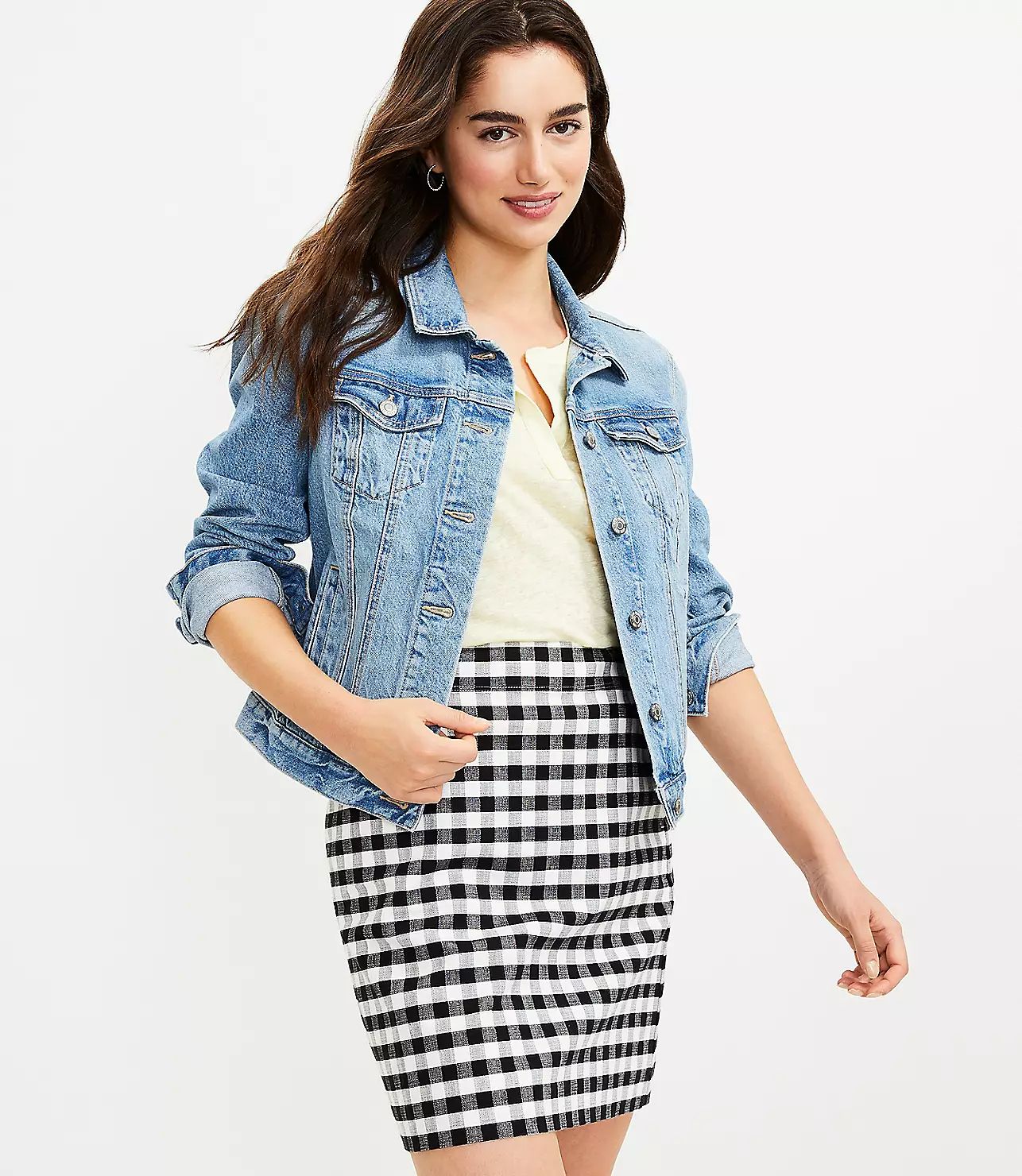 Gingham Pocket Shift Skirt | LOFT