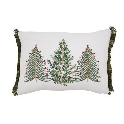 Saro Lifestyle Embroidered Christmas Trees Throw Pillow Cover | Target