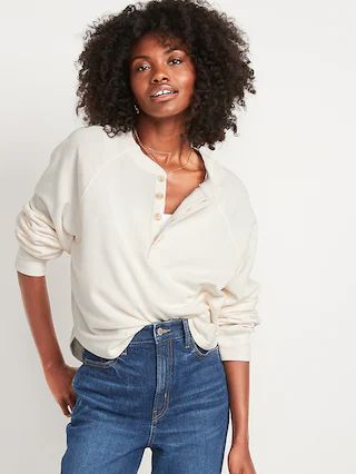 Long-Sleeve Henley Sweatshirt for Women | Old Navy (US)