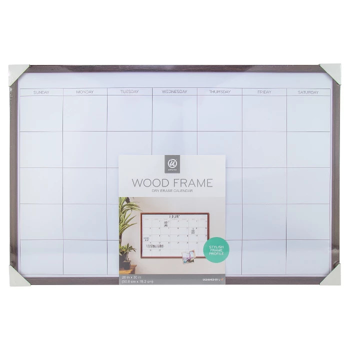 Ubrands Calendar Dry Erase Board with Wood Frame and Magnet, 20" x 30" | Target
