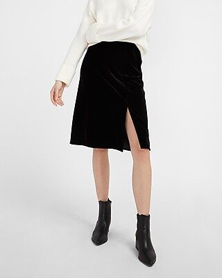High Waisted Velvet Slip Skirt | Express