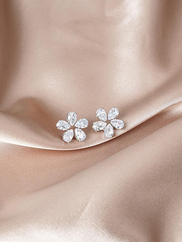 Rhinestone Flower Decor Stud Earrings | SHEIN