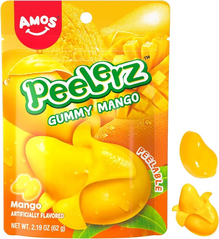 Amos 4D Gummy Peelable Mango Candy, Peelerz Gummy Mango, Fruit Snacks Gluten Free, Resealable 2.1... | Amazon (US)