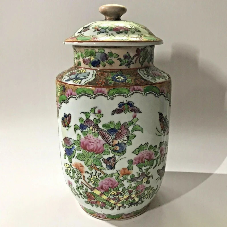 Antique Chinese Porcelain Rose Medallion Ginger Jar With Lid | Etsy | Etsy (US)