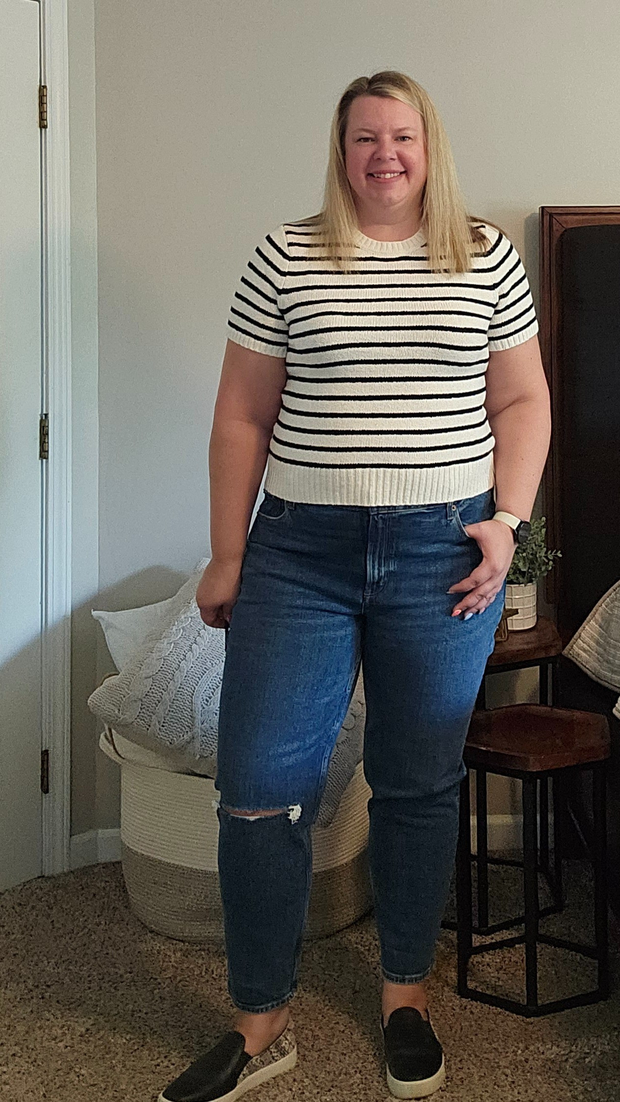  XL Striped SweaterMom Jeans Size 34.

#LTKxAF #LTKSaleAlert #LTKMidsize