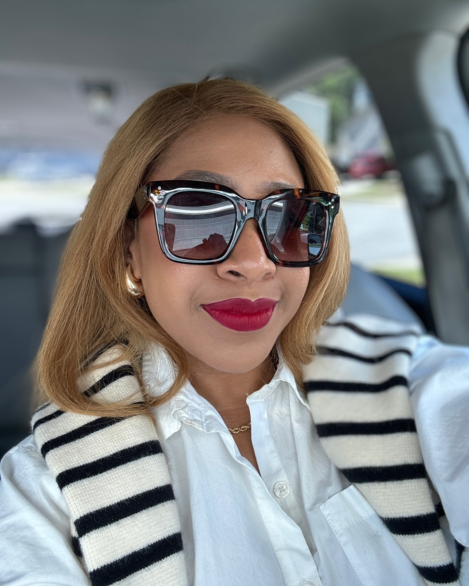 My fave red lipstick and $11 sunglasses that I wear more than my designer ones. 

#LTKBeauty #LTKFindsUnder50 #LTKFindsUnder100