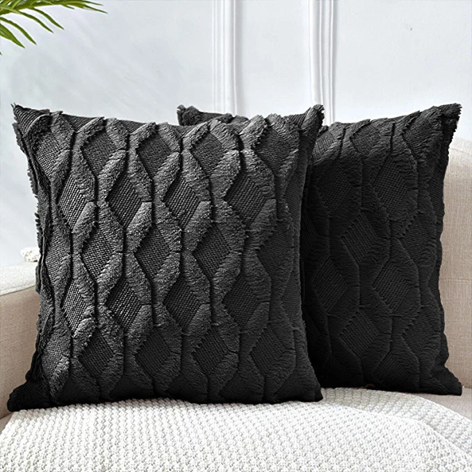 LHKIS Throw Pillow Covers 20x20, Black Decorative Boho Pillow Case Cushion Cover with Velvet Luxu... | Amazon (US)